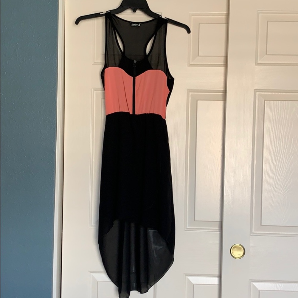 Indulge black and salmon color sheer dress, size S
